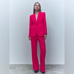 Zara Neon Fuchsia Suit Jacket and Pants